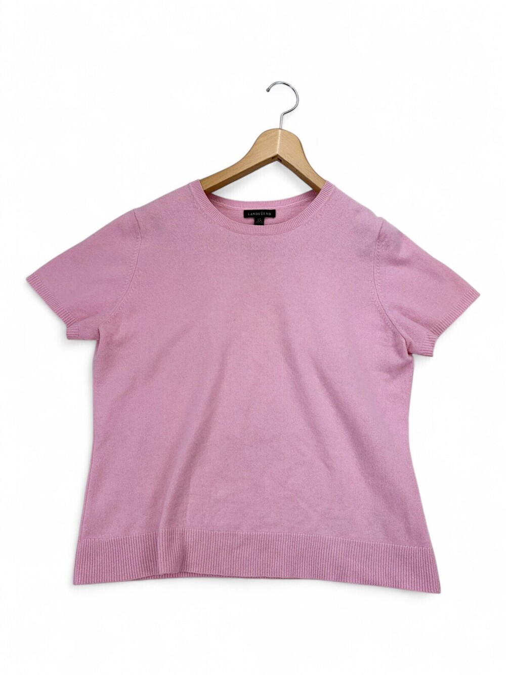 Lands' End 100% Cashmere Short Sleeve Tee Pink L